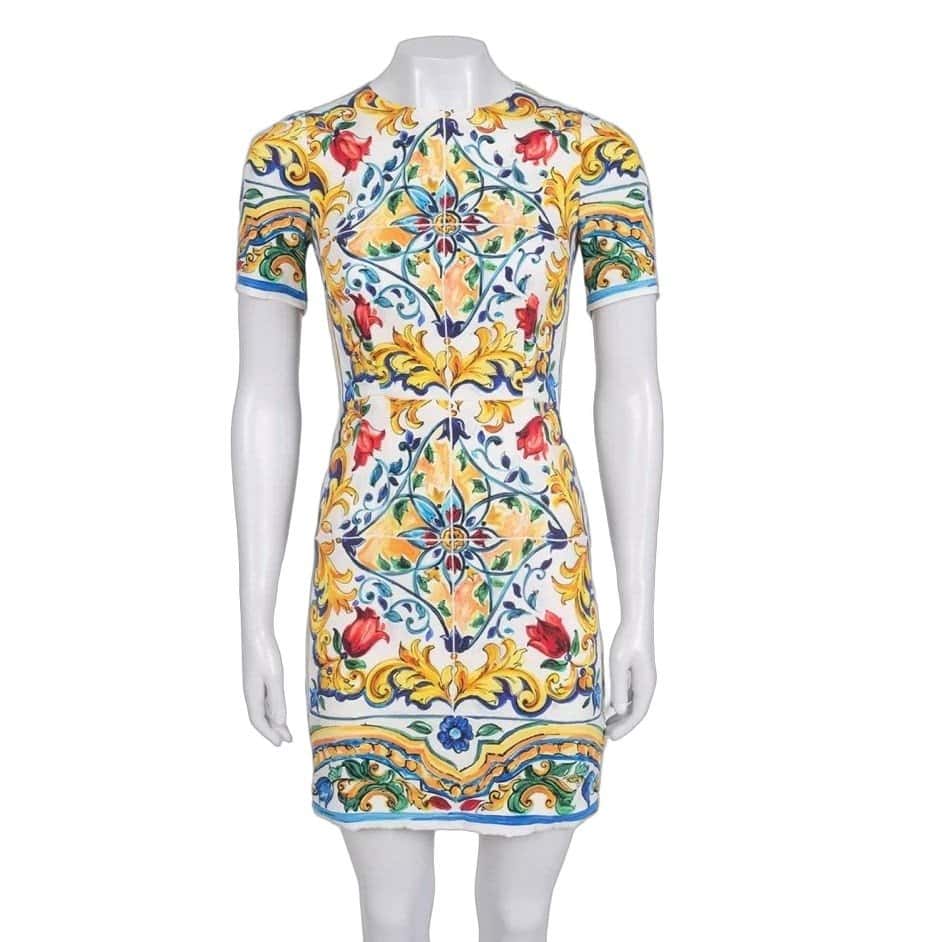 Dolce & Gabbana Stunning Dolce & Gabbana White Silk Floral Dress IT40/S Pre-owned White Silk Good - Front View