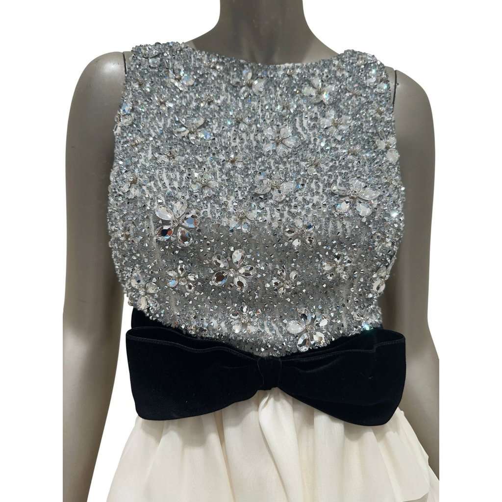 Azzaro Azzaro Sequin Bow Cocktail Mini Dress S/S 2011 Sz.38 Pre-owned Black Good - Model View