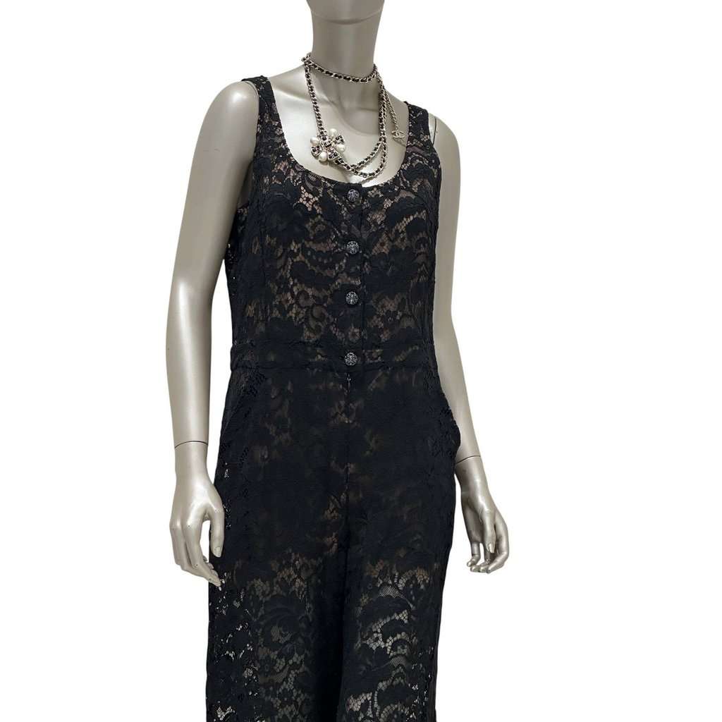 Chanel Chanel Black Lace Evening Jumpsuit - Size 44 Pre-owned Black Lace Good - Model View
