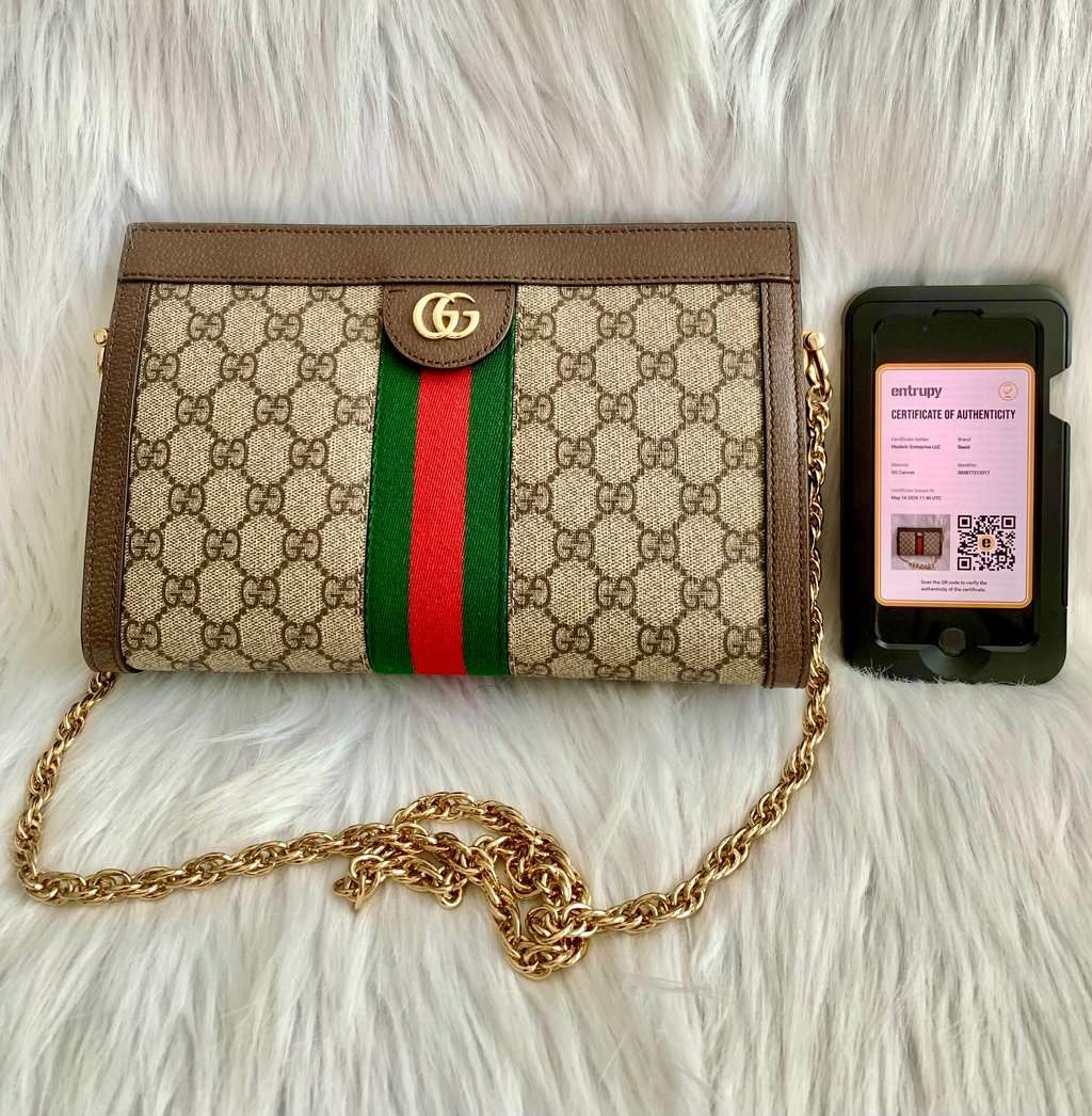 Gucci Ophidia Small Shoulder bag Brown Canvas Good - Box View