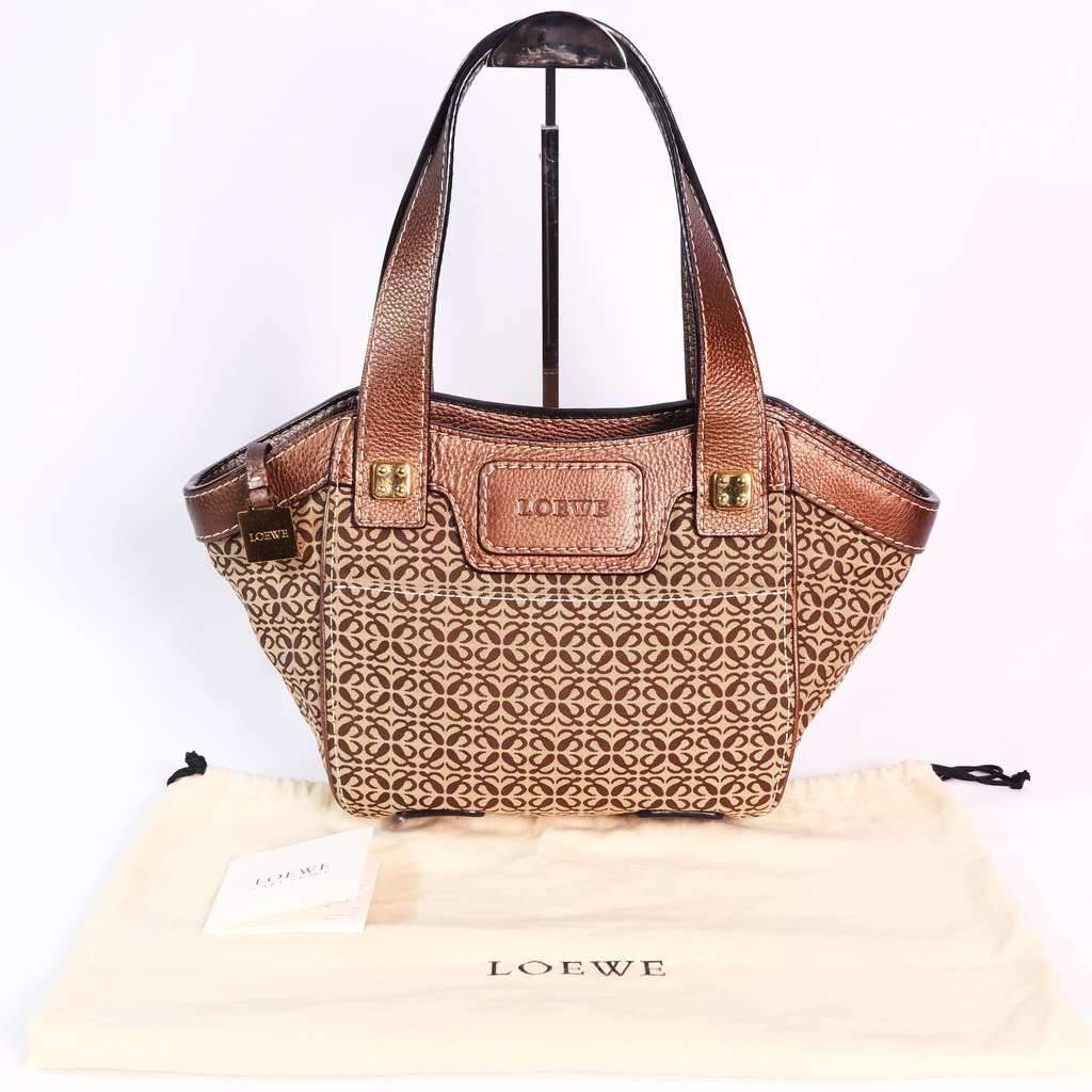 Loewe Anagram Tote Bag Brown Brown Canvas Good - Back View