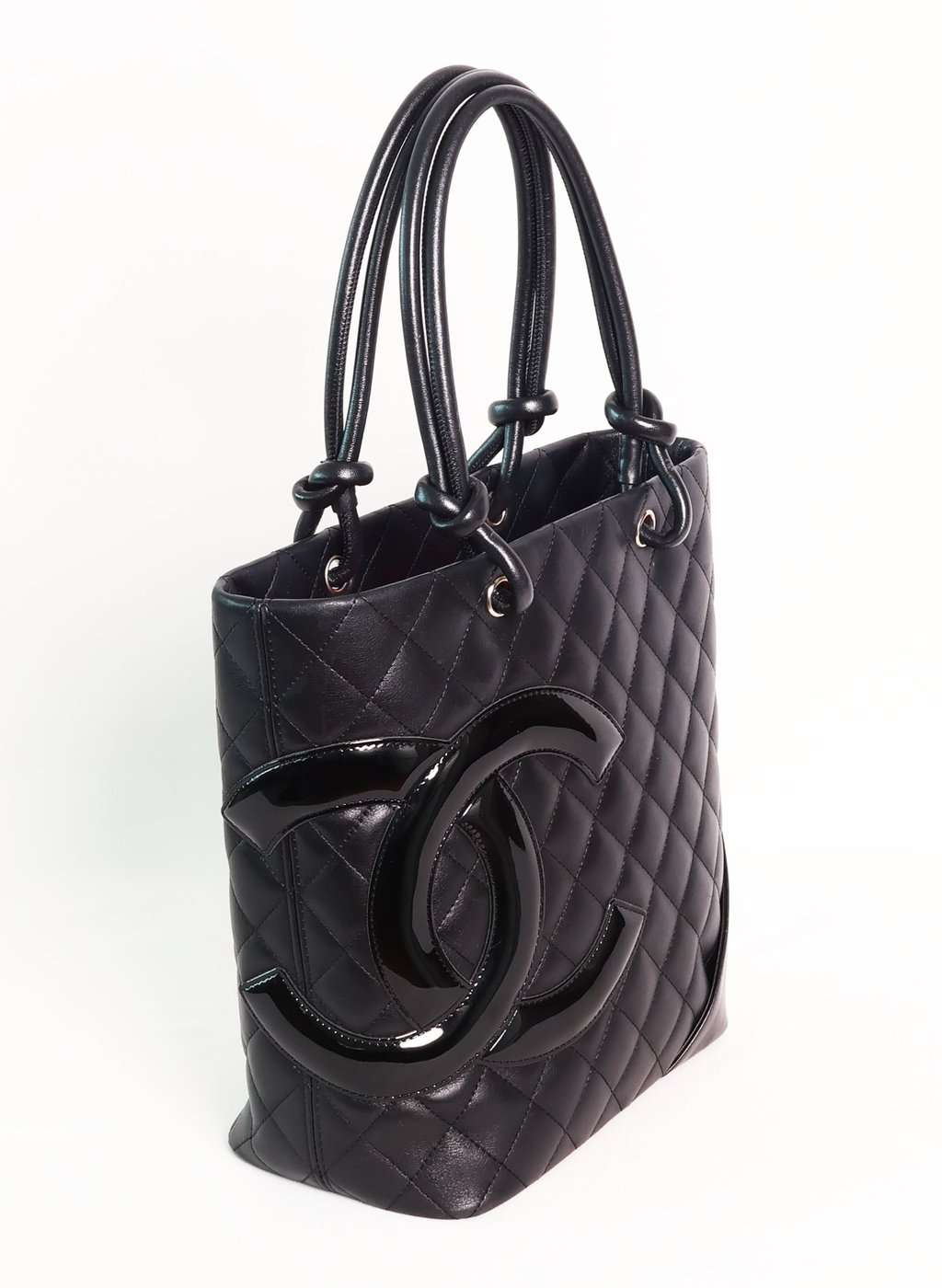 Chanel Black Leather Patent Cambon Line Medium Bag Black Leather Good - Box View