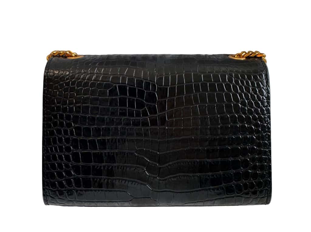 Saint Laurent Kate Small Tassel Croc Embossed Leather Black Shoulder Bag Black Leather Good - Box View