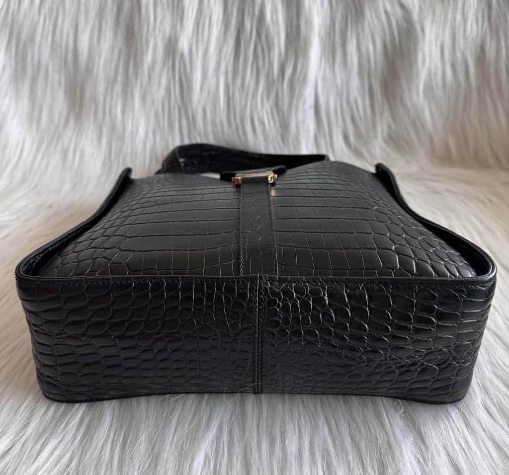 Salvatore Ferragamo Croc Embossed Black Two-way Bag Black Leather Good - Box View