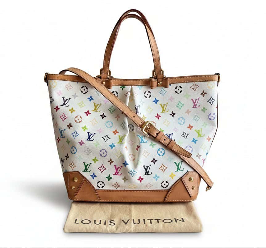 Louis Vuitton White Multicolor Monogram  Sharleen GM White Canvas Good - Back View