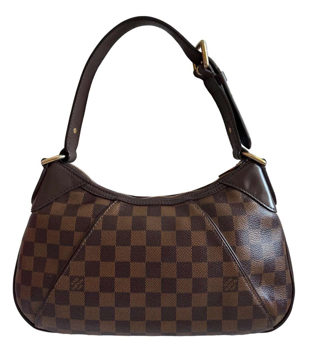 Louis Vuitton Damier Ebene Thames PM Shoulder Bag Gold Canvas Good - Back View