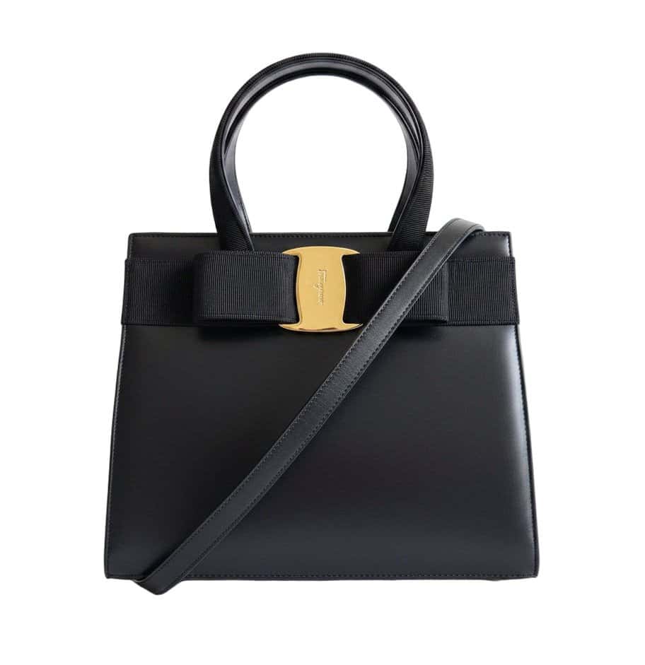 Salvatore Ferragamo Vara Leather Black Two-way Bag Black Leather Good - Front View