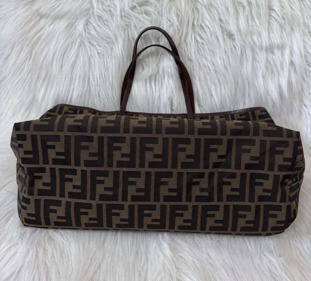 Fendi Canvas Zucca Tote Brown Canvas Good - Model View