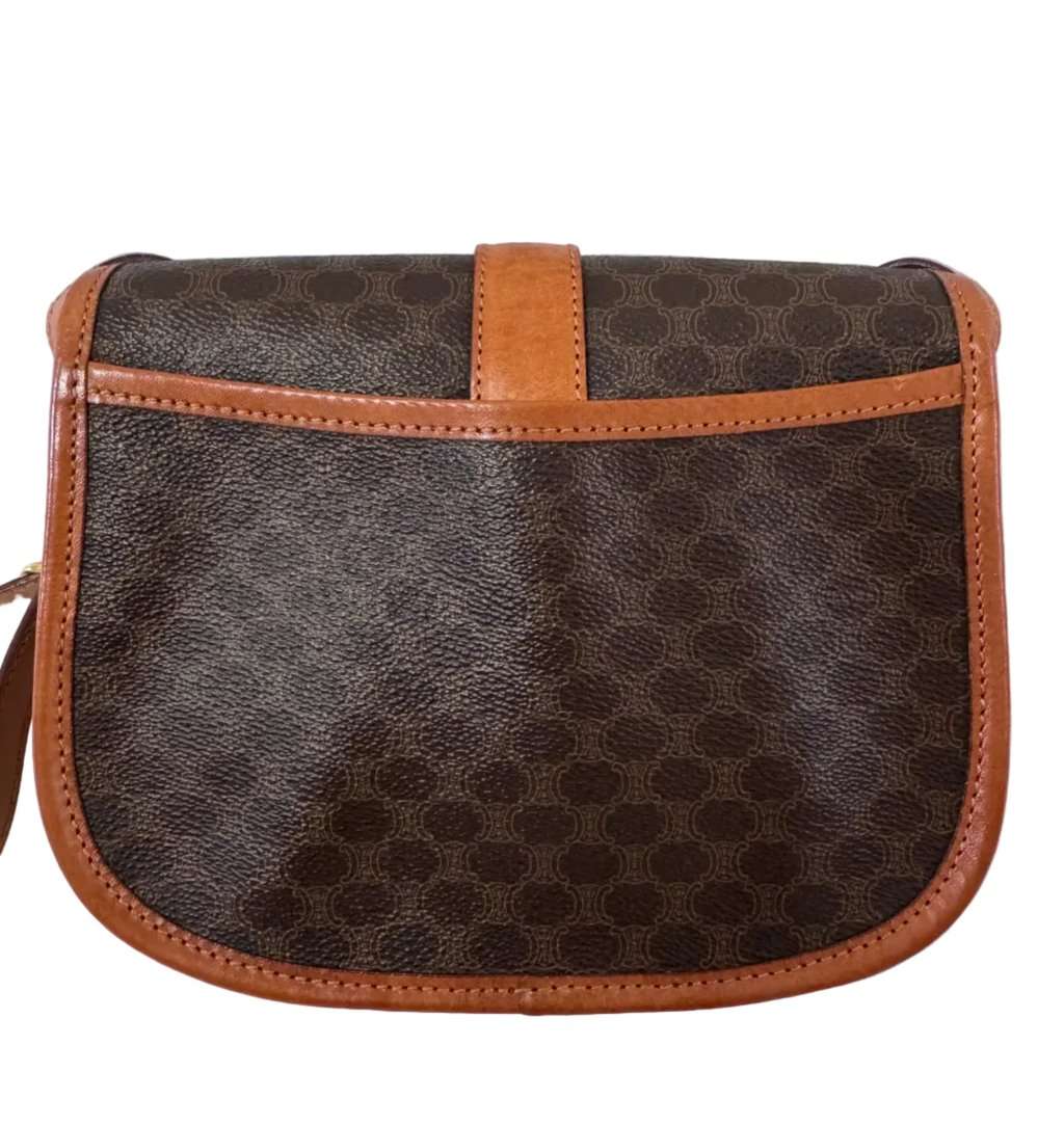 Celine Macadam Brown Shoulder Bag Brown Canvas Good - Back View