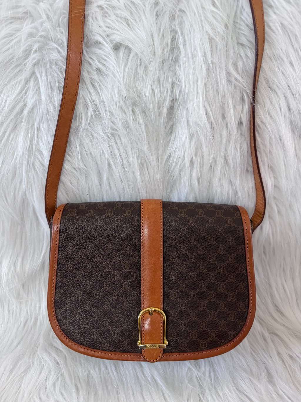 Celine Macadam Brown Shoulder Bag Brown Canvas Good - Inside View