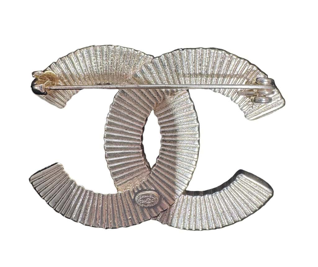 Chanel CC Pearl Crystal Brooch Gold Good - Inside View
