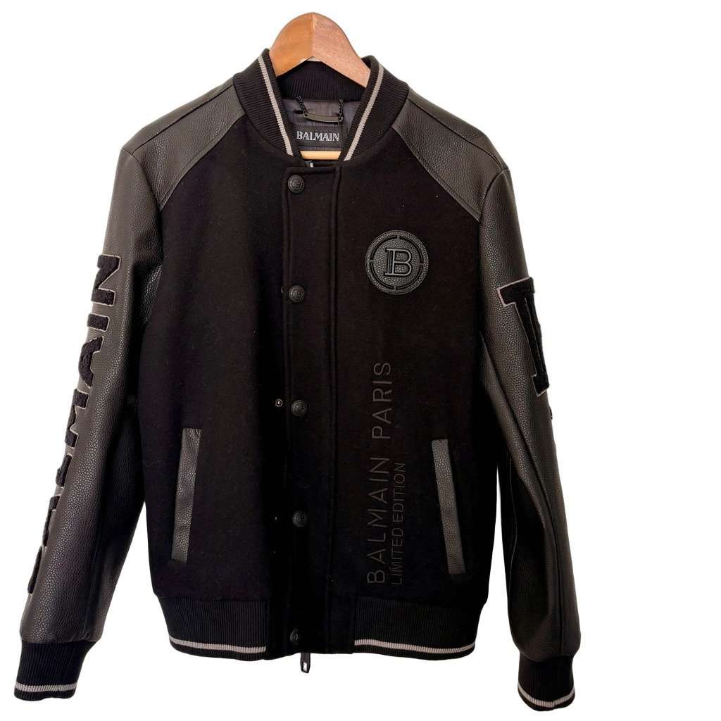 Balmain Balmain Black Varsity Jacket Black Never worn, with tag - Front View
