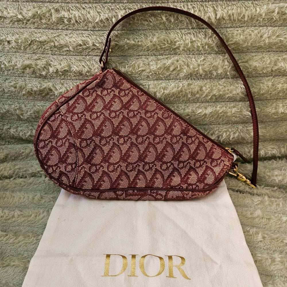 Christian Dior Saddle Bag Burgundy Canvas Gold Good condition - Inside View