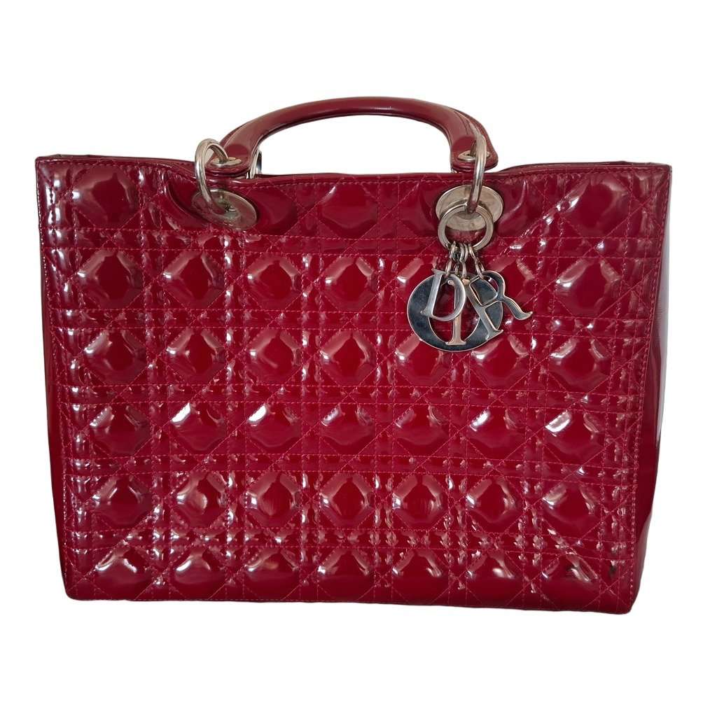 Christian Dior Lady Dior Burgundy Leather Fair - Front View