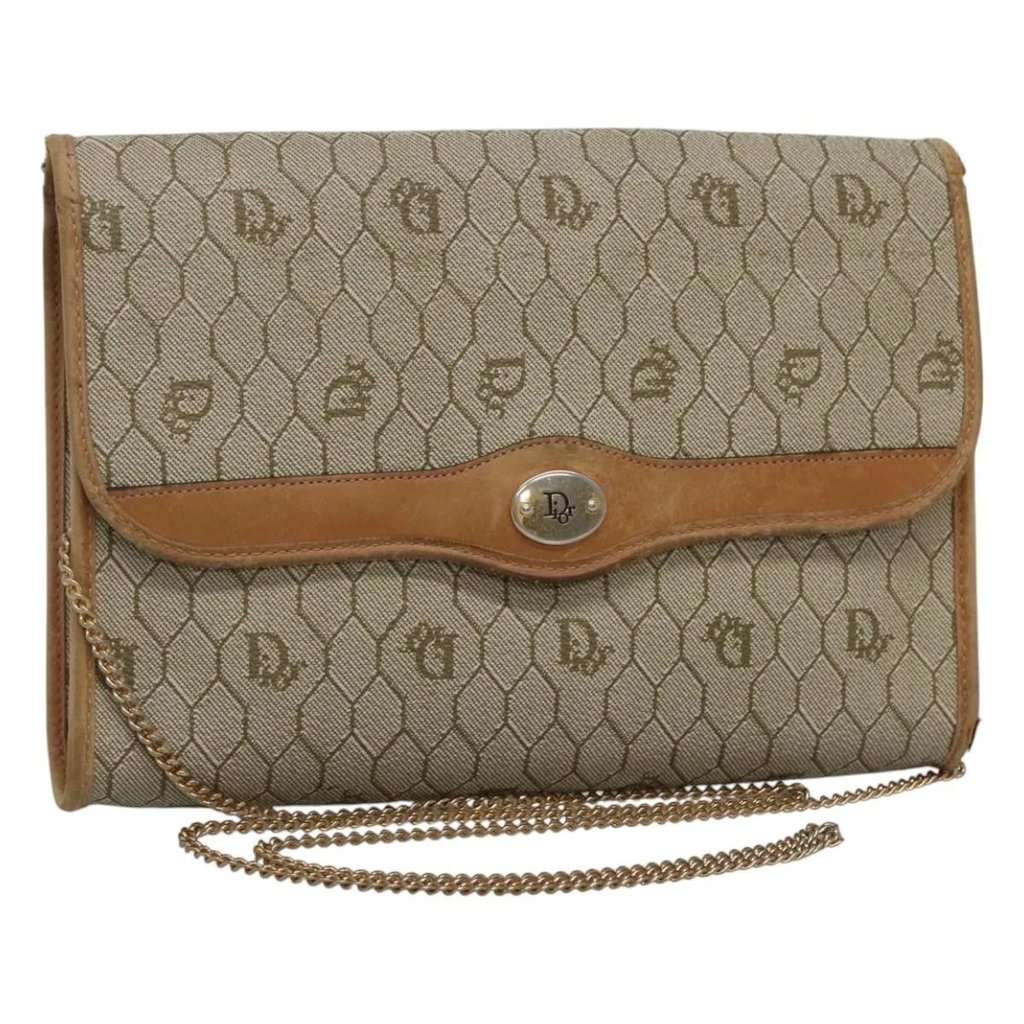 Christian Dior shoulder bag Beige Canvas Good condition - Front View