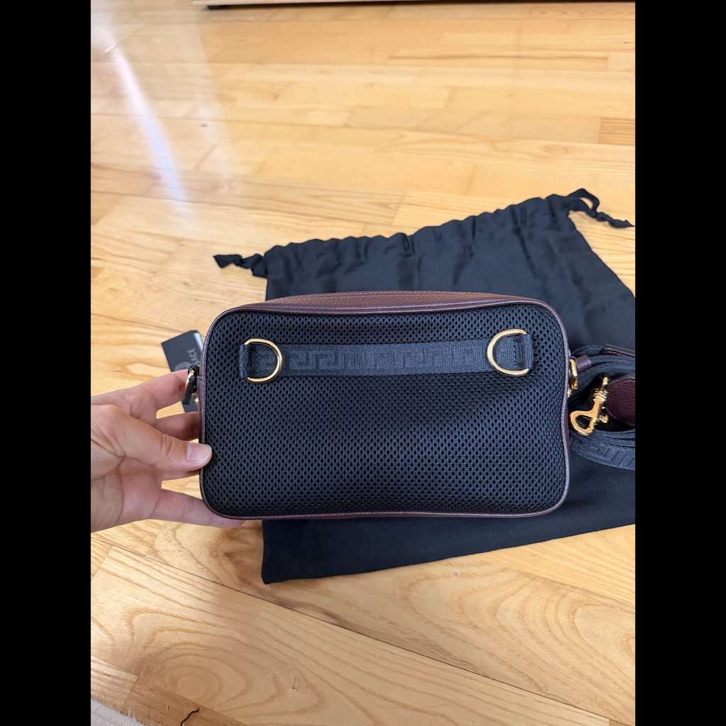 Versace Crossbody Bag Burgundy Leather Never worn, with tag - Model View
