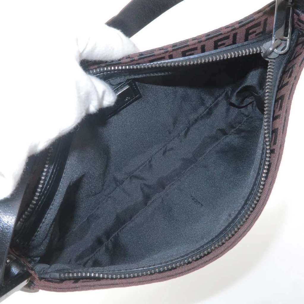 Fendi Zucchino Pochette Brown Canvas Leather Good - Inside View