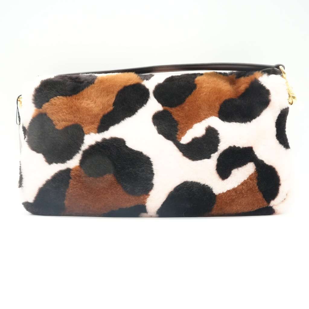 Fendi Shearling Large Pink/Brown Bag MultiColor Fur Very good - Back View
