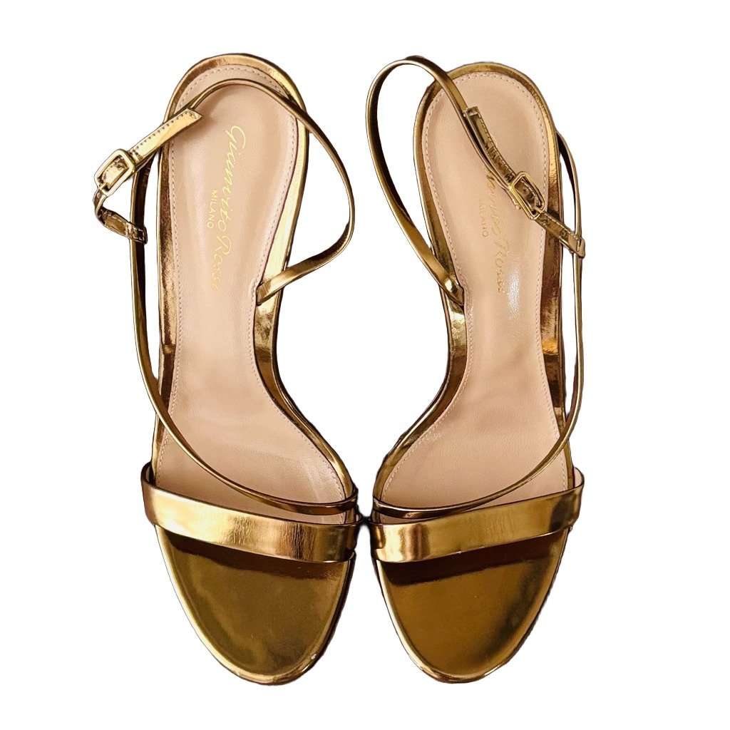 Gianvito Rossi Manhattan metallic gold sandals Gold Leather Very good condition - Front View