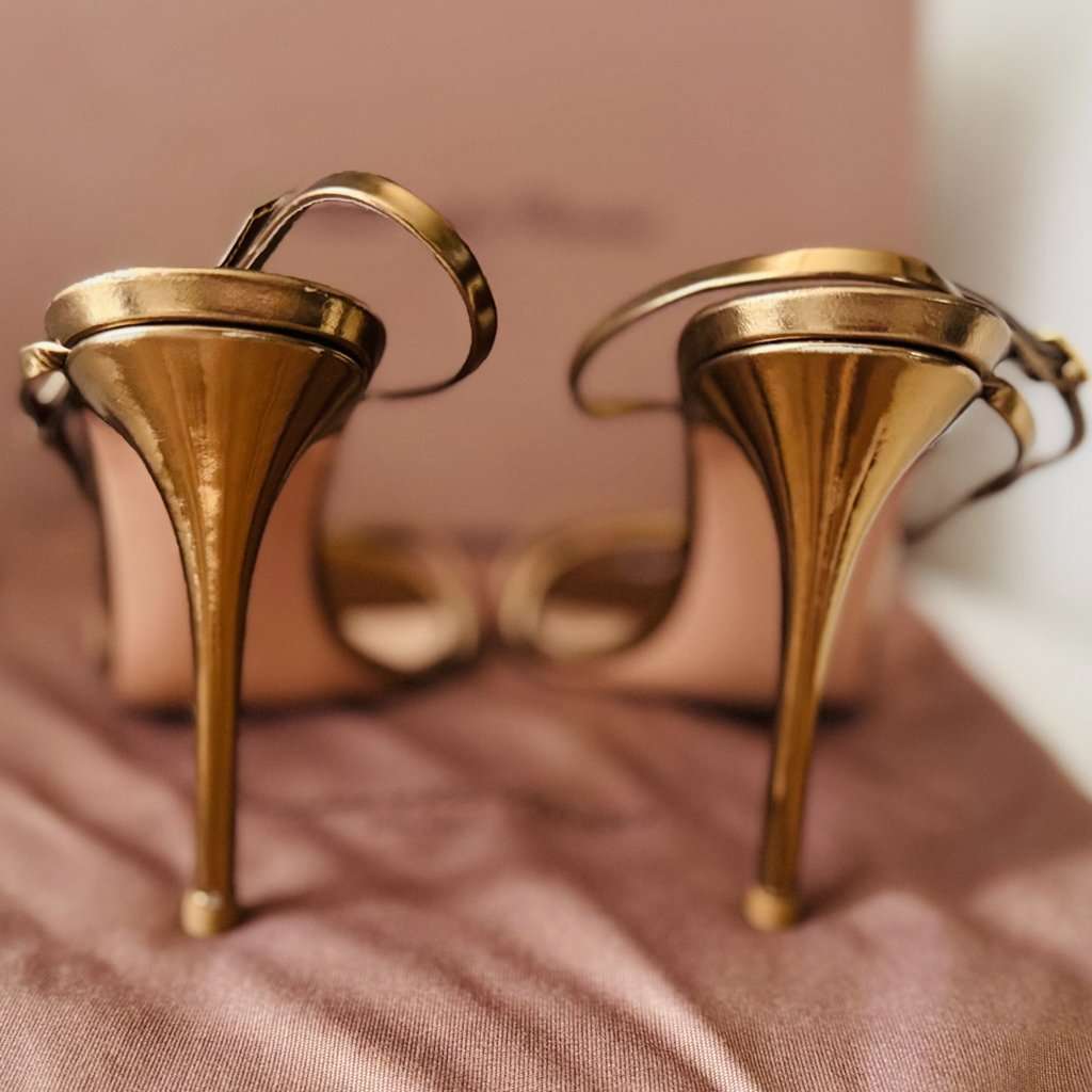 Gianvito Rossi Manhattan metallic gold sandals Gold Leather Very good condition - Inside View