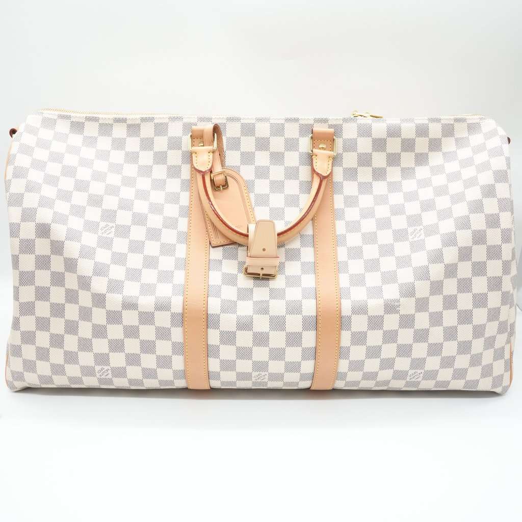 Louis Vuitton Keepall Bandouliere 55 Beige Plastic Very good - Front View