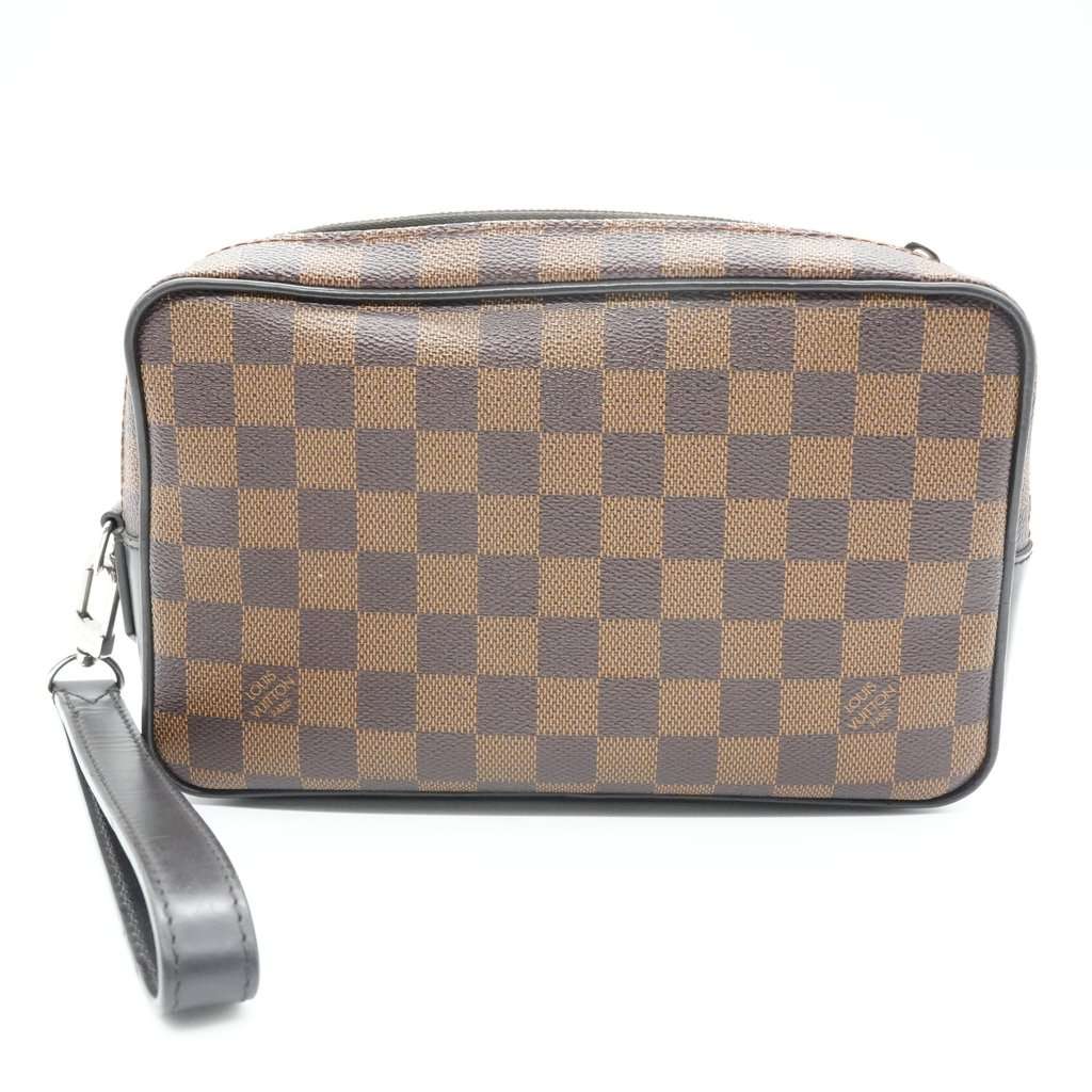 Louis Vuitton Kasai Clutch Damier Ebene Brown Canvas Good - Back View