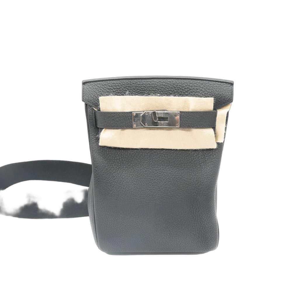 Hermès Hac A Dos Black Leather Fair - Front View