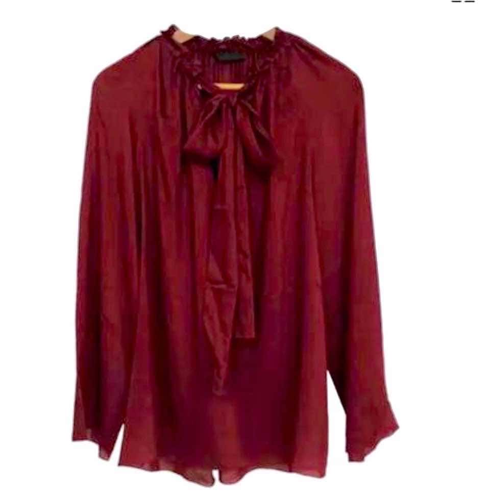 The Row Spira Burgundy Silk Top Burgundy Silk Never worn, with tag - Front View
