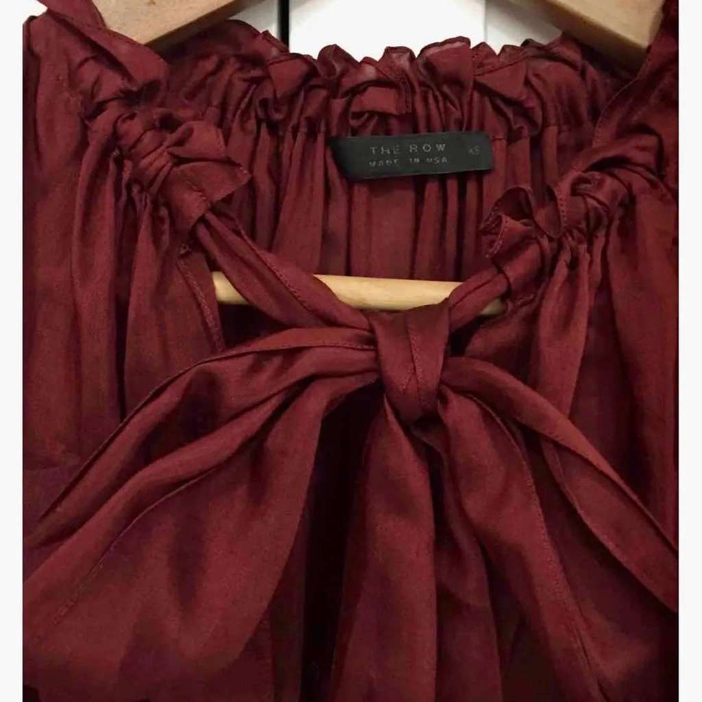 The Row Spira Burgundy Silk Top Burgundy Silk Never worn, with tag - Model View