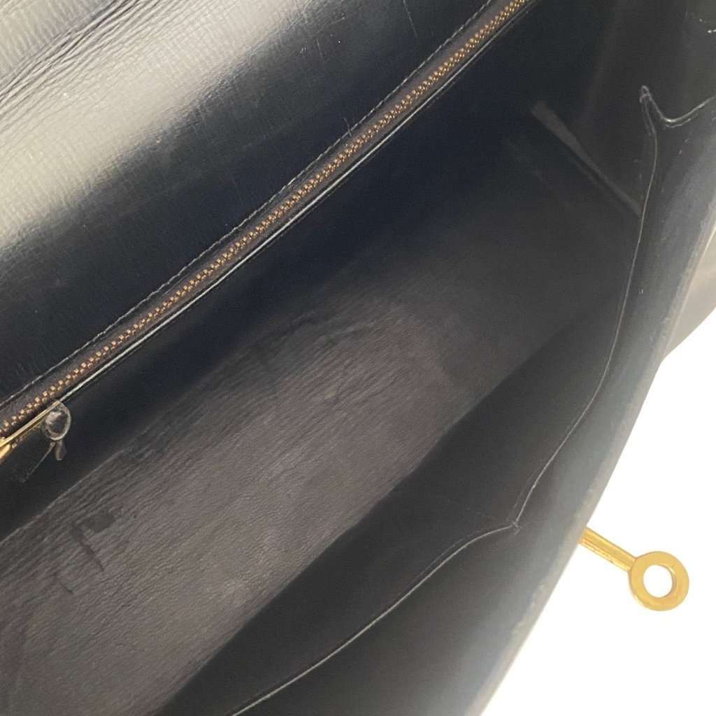 Hermès Kelly 32 Black Box Black Leather Good condition - Model View