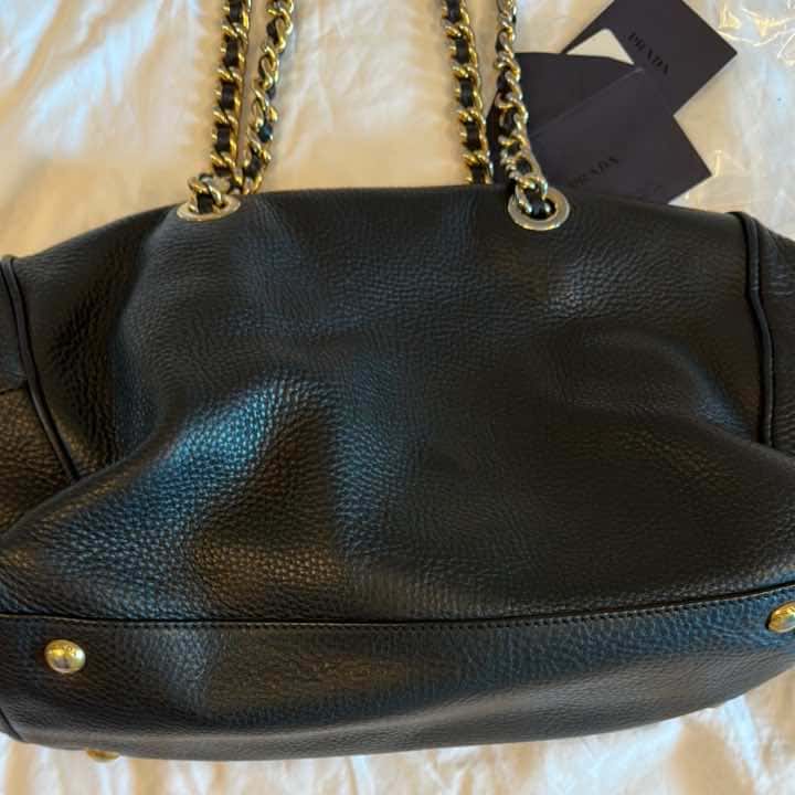 Prada Chain Bowler Black Leather Gold Very good - Back View