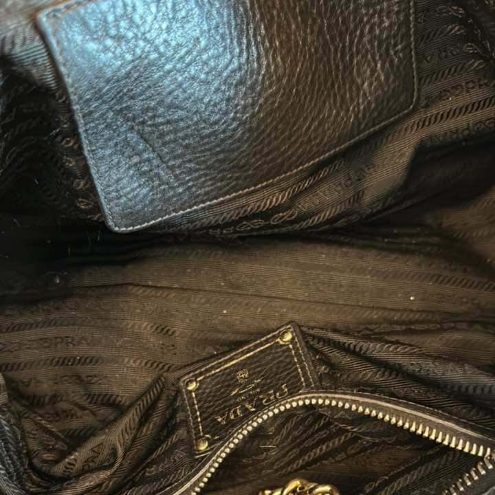 Prada Chain Bowler Black Leather Gold Very good - Inside View