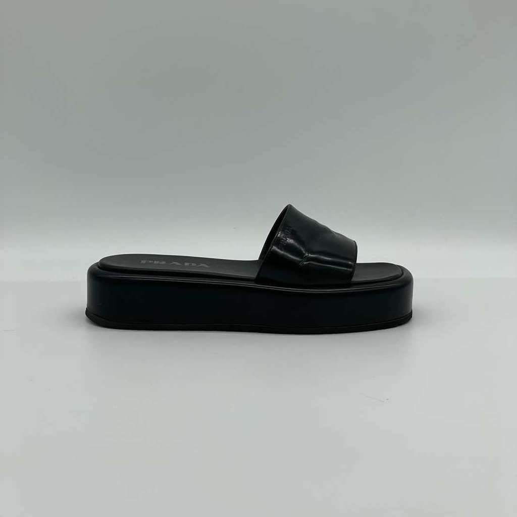 Prada Mules Black Leather Good - Back View