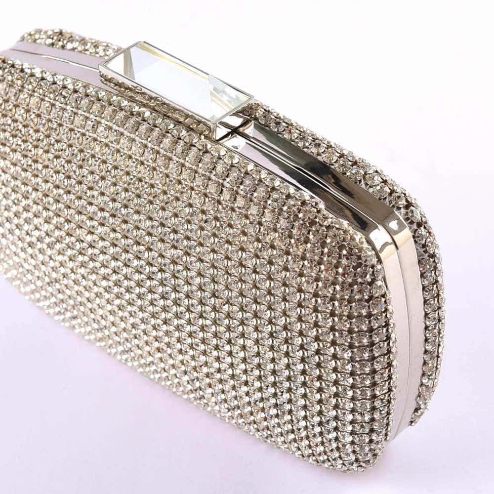 Luisa Spagnoli Knot Strass Clutch Silver Silver Very good - Back View