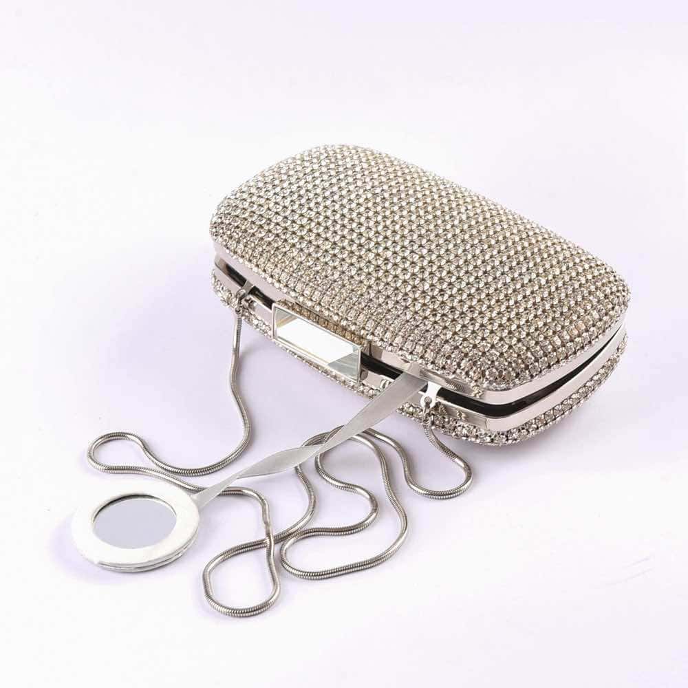 Luisa Spagnoli Knot Strass Clutch Silver Silver Very good - Inside View