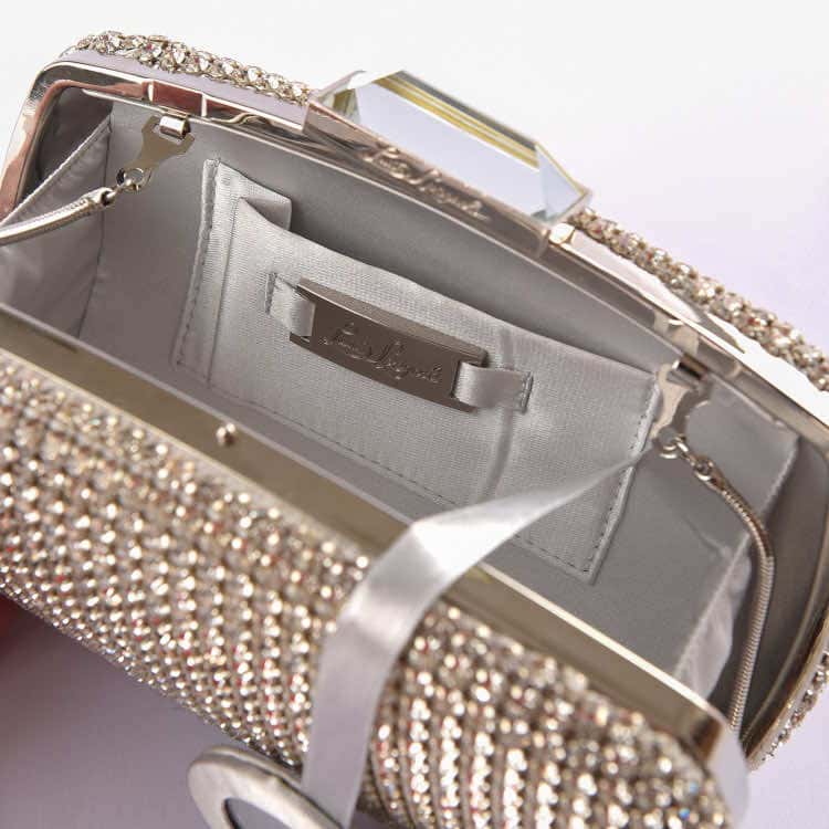 Luisa Spagnoli Knot Strass Clutch Silver Silver Very good - Model View