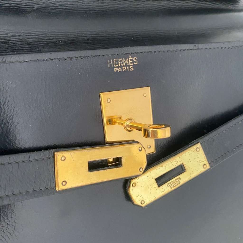 Hermès Kelly 32 Black Box Black Leather Fair condition - Box View
