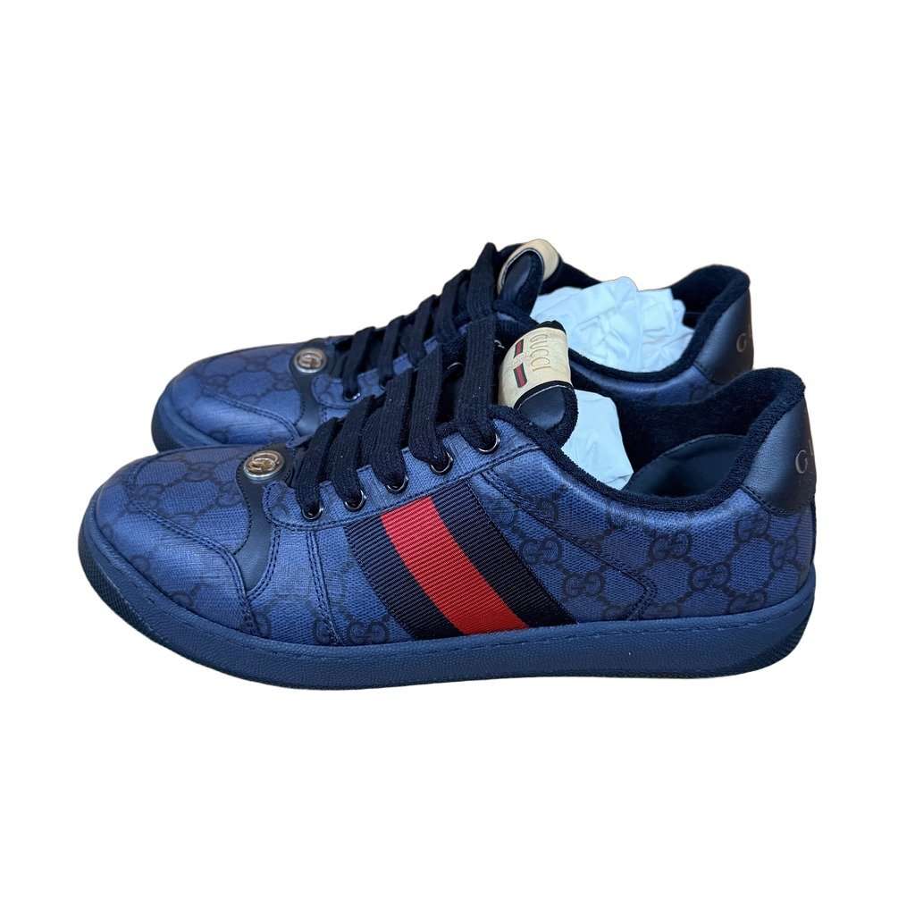 Gucci Screener Navy Leather Never worn - Front View