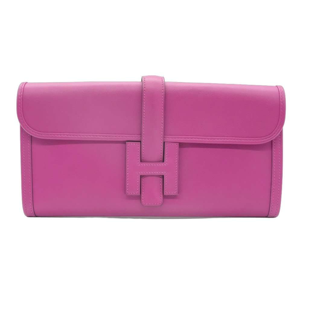 Hermès Jige Elan 29 Clutch Pink Leather Fair - Front View