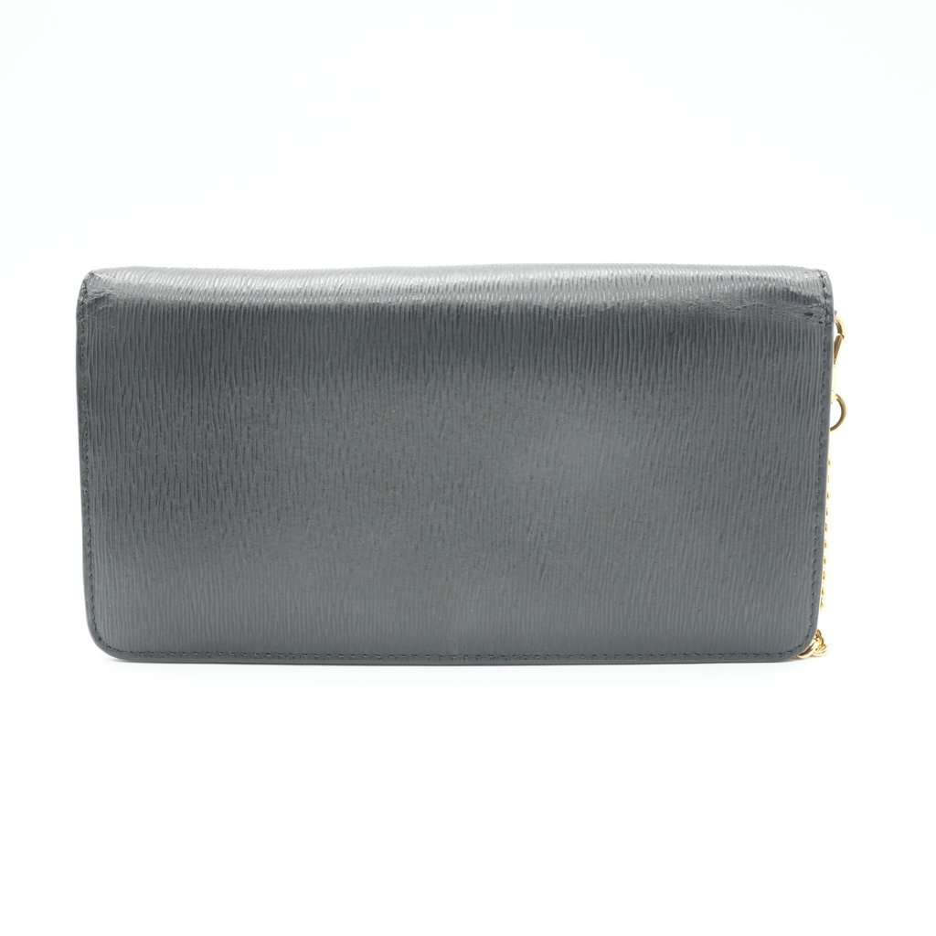Prada Vitello Move Wallet Chain Black Leather Fair - Back View