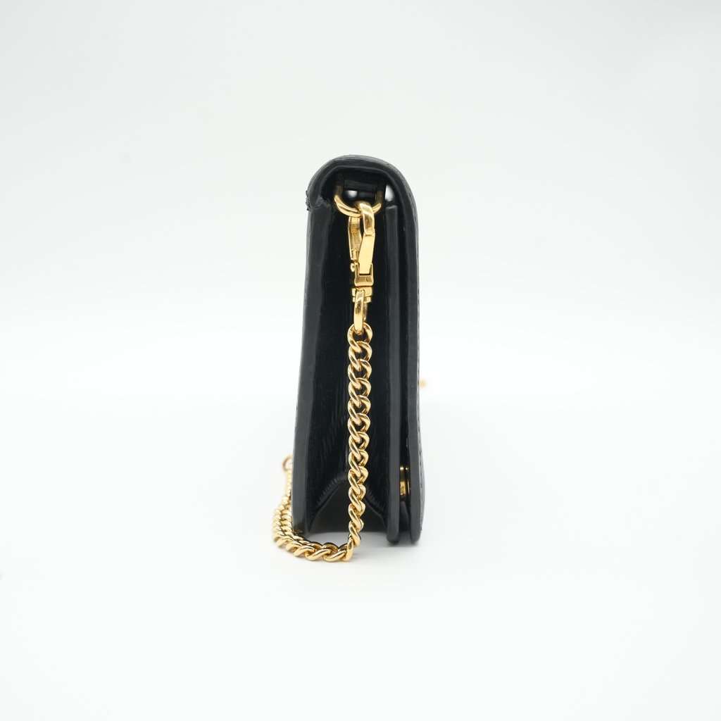 Prada Vitello Move Wallet Chain Black Leather Fair - Box View