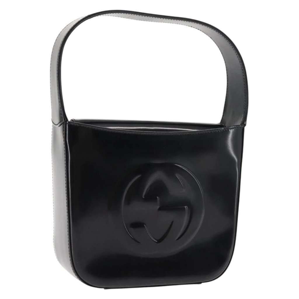 Gucci Shoulder Bag Black Leather Good - Front View