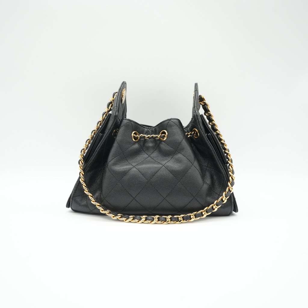 Chanel 25 Mini Hobo Handbag Black Leather Very good - Back View
