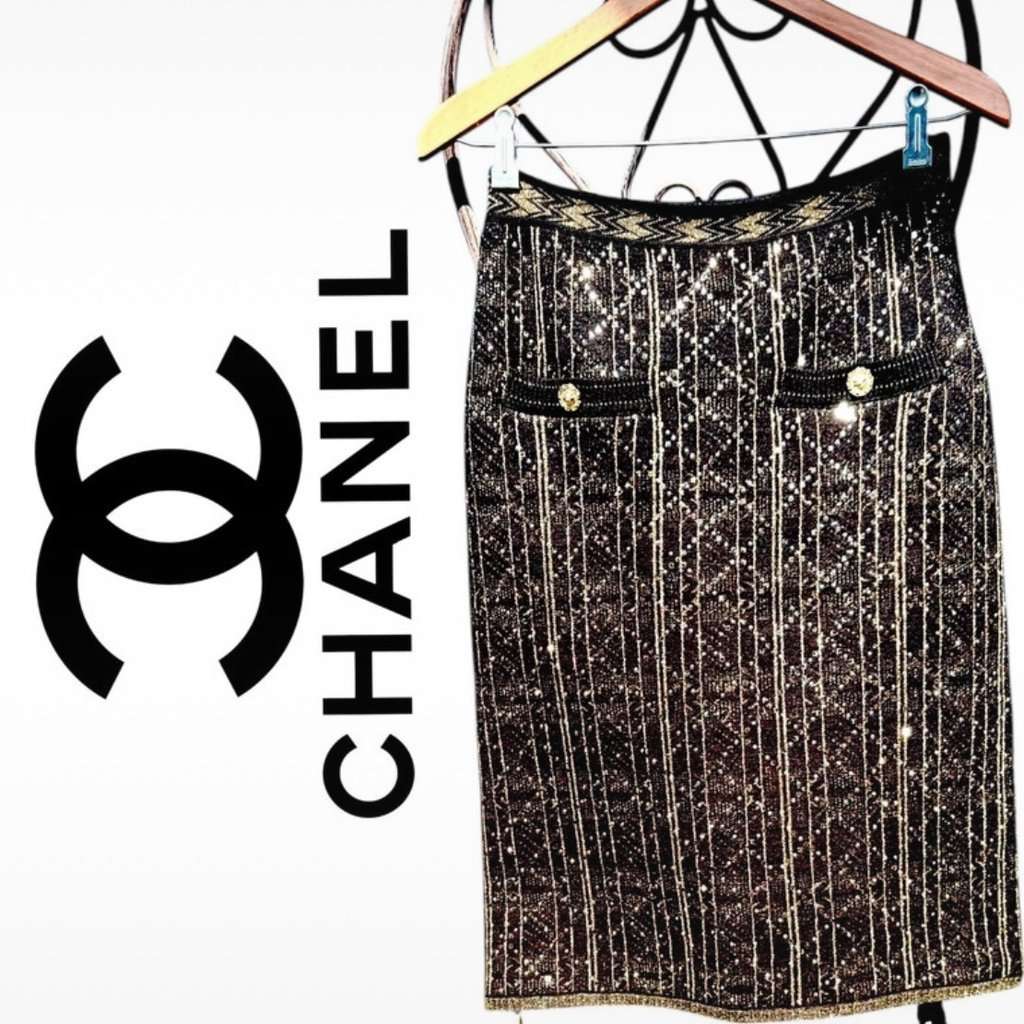 Chanel Métiers D Art Skirt Black Wool Very good - Inside View