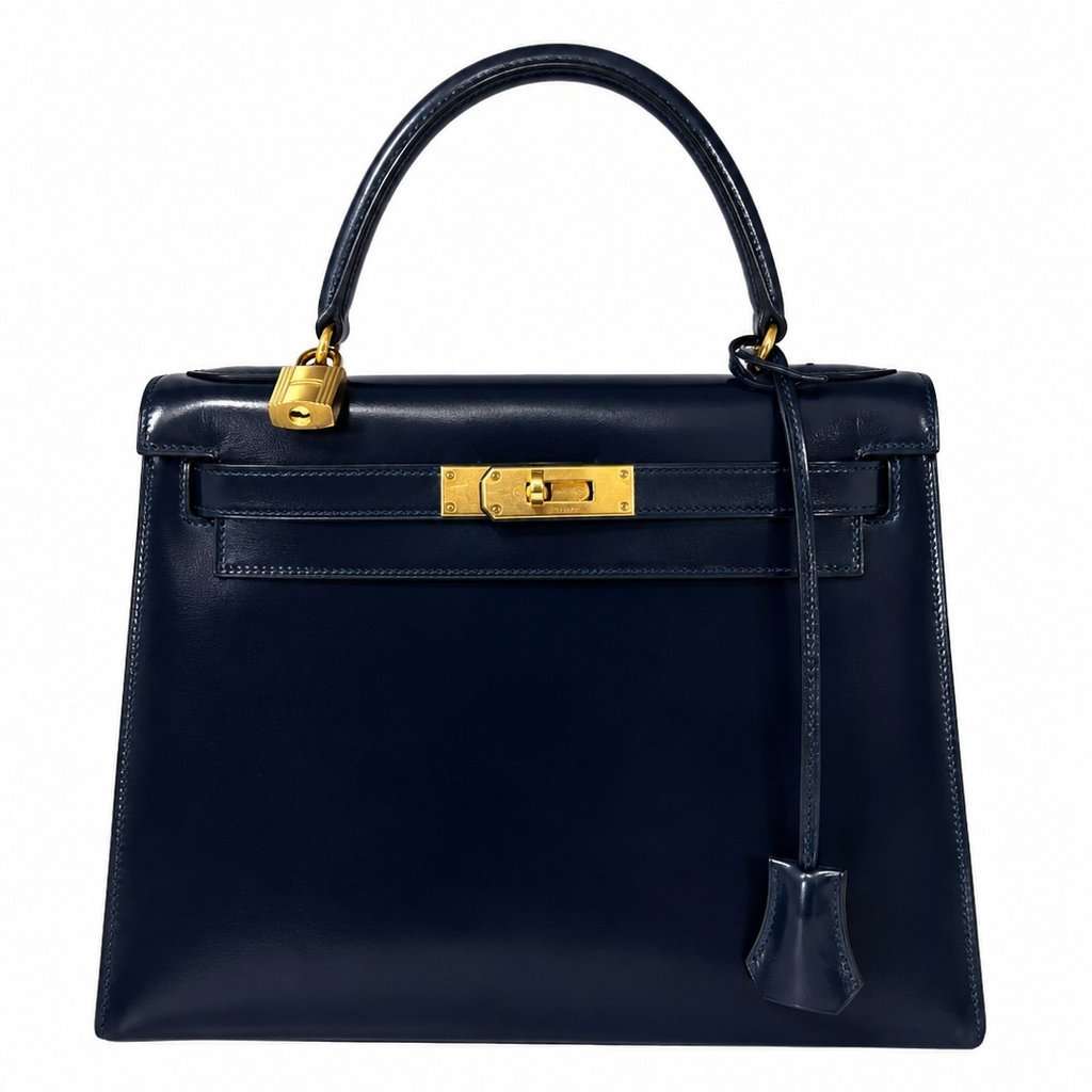 Hermès Kelly 28 Midnight Blue Navy Leather Good condition - Front View