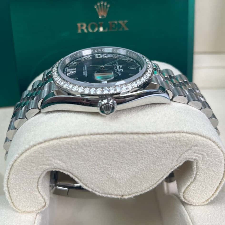 Rolex Steel Datejust 36 Watch - Diamond Bezel - Aubergine Purple Diamond Roman VI and IX Dial - Jubilee Bracelet (Reference #126284rbr) Purple Never worn - Back View