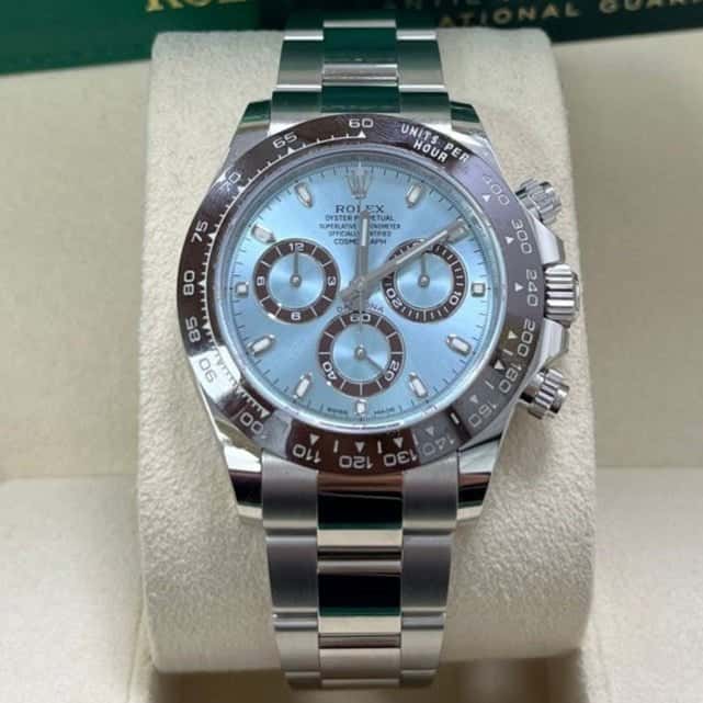 Rolex 950 Platinum Cosmograph Daytona 40 Watch - Ice Blue Index Dial Blue Never worn - Back View