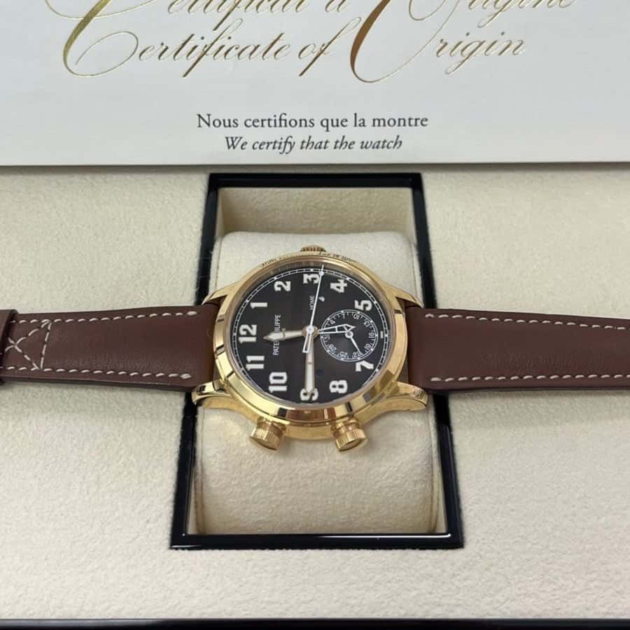 Patek Philippe Travel Time 37mm Rose Gold/ Brown Sunburst Dial 37mm Pink Never worn - Back View