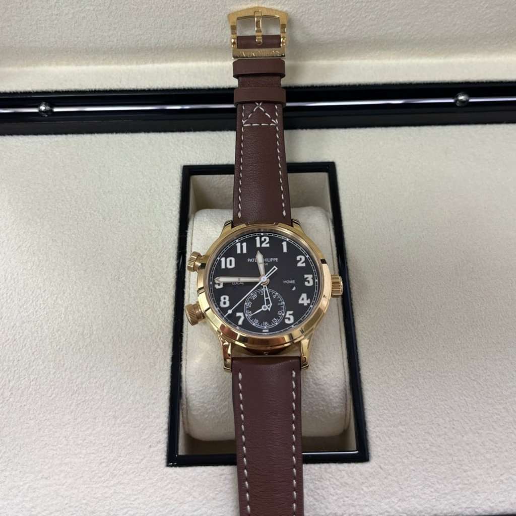 Patek Philippe Travel Time 37mm Rose Gold/ Brown Sunburst Dial 37mm Pink Never worn - Box View