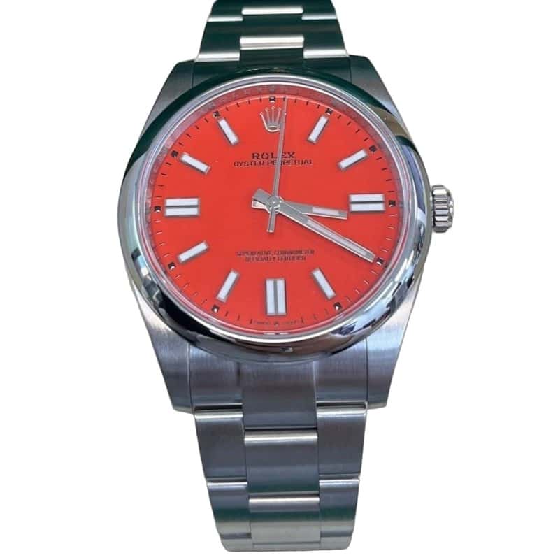 Rolex Oyster Perpetual 41mm Red Never worn - Front View